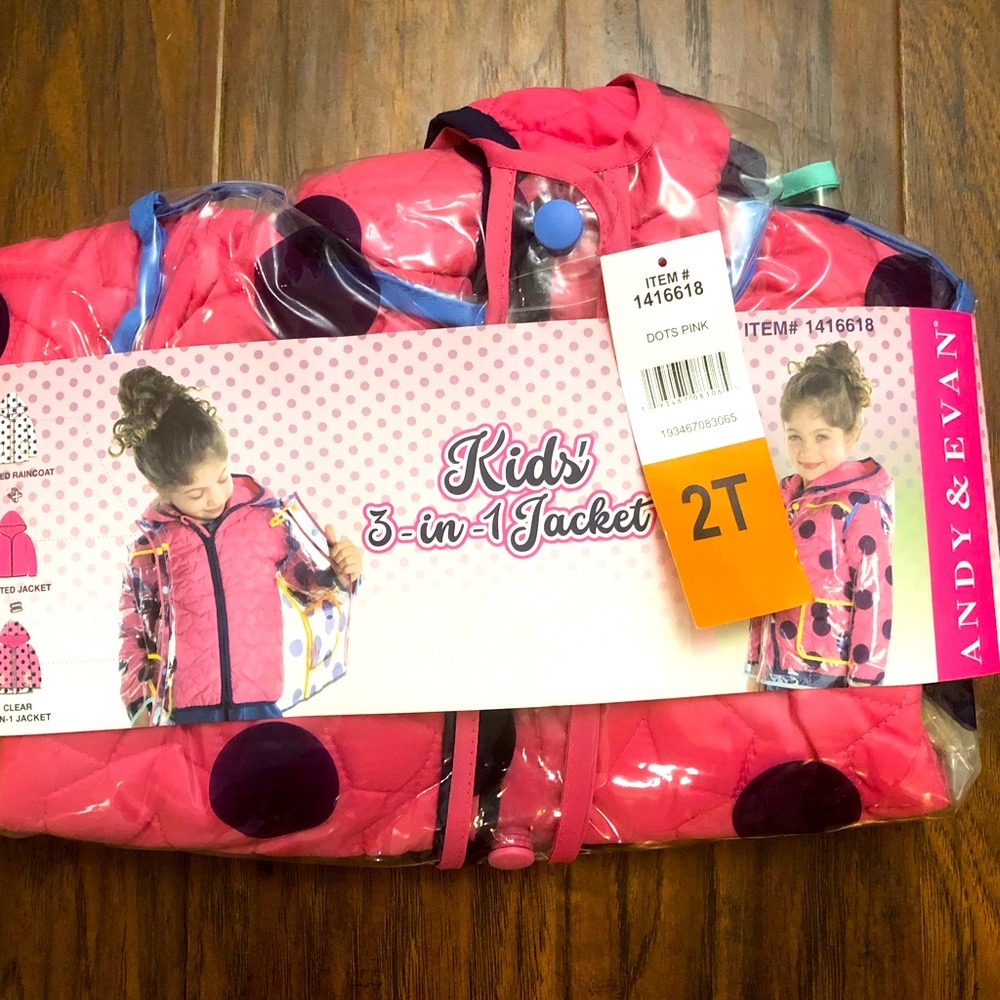 2T 3-in-1 Rain pink Jacket